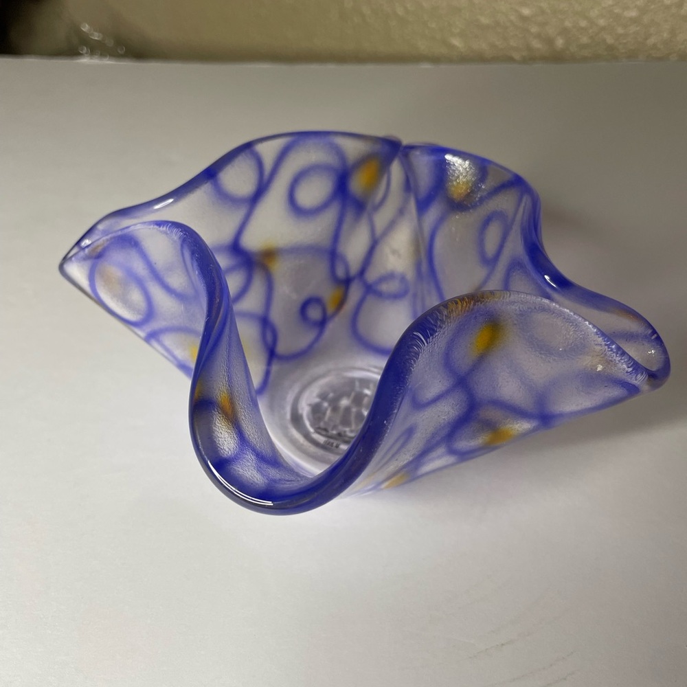 Gold and Purple Sculptural Glass Vase Accent